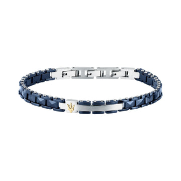 Bracciale catena Maserati Ceramic in acciaio blu da uomo 22 cm
