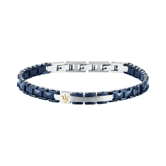 Bracciale catena Maserati Ceramic in acciaio blu da uomo 22 cm