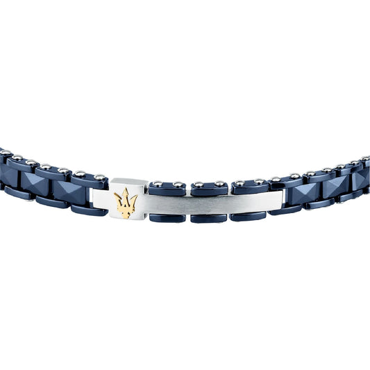 Bracciale catena Maserati Ceramic in acciaio blu da uomo 22 cm