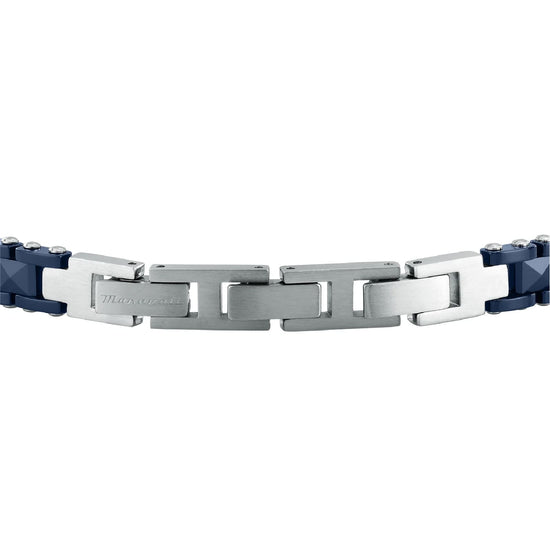 Bracciale catena Maserati Ceramic in acciaio blu da uomo 22 cm