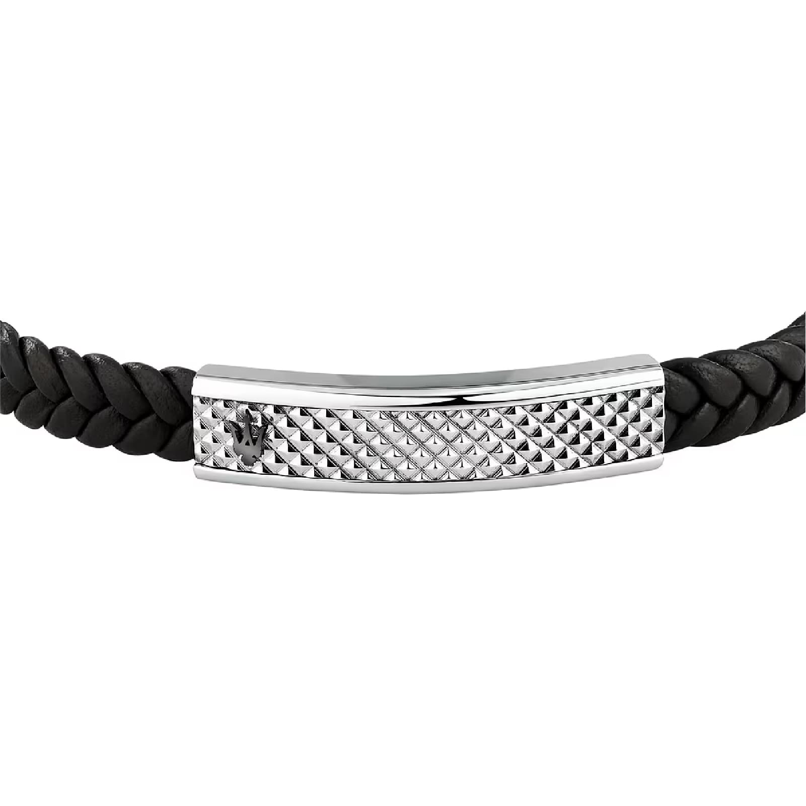 Bracciale Maserati uomo in pelle riciclata e acciaio lavorato Regolabile 19-22,6 cm