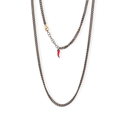 Collana catena Mano J in titanio e corno rosso pendente MISURA UNICA