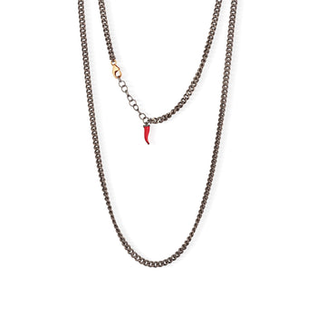 Collana catena Mano J in titanio e corno rosso pendente MISURA UNICA
