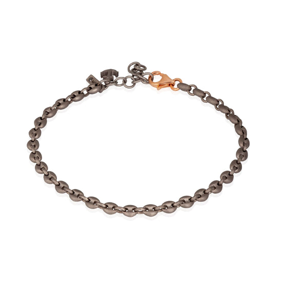 Bracciale Mano J in titanio e maglia marina ancora piccola 21 cm