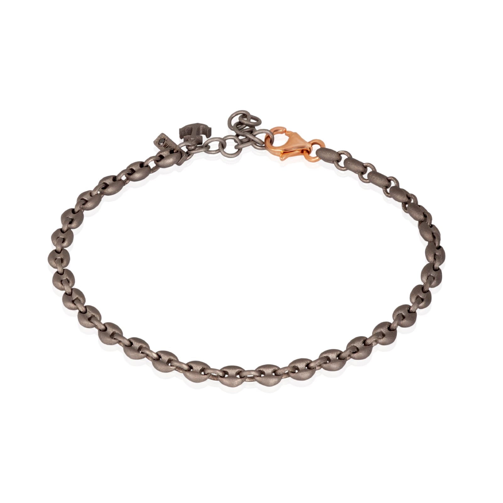 Bracciale Mano J in titanio e maglia marina ancora piccola 21 cm