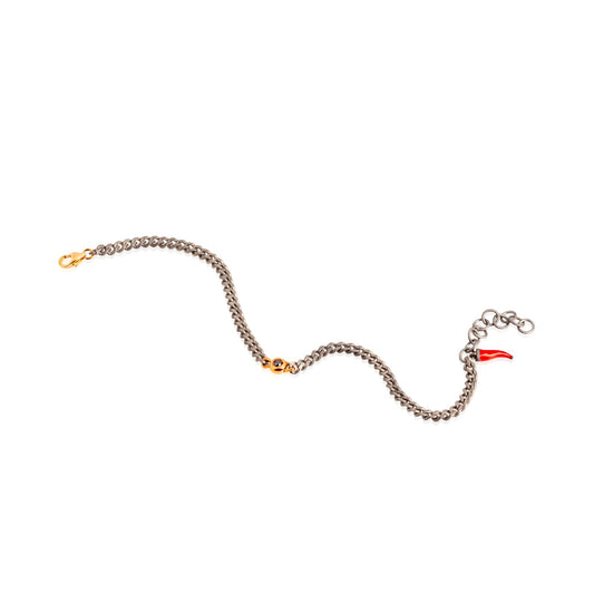 Bracciale Mano J in titanio punto luce con diamante nero 21 cm