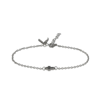 Bracciale catena Mano J in titanio e croce diamanti neri 0,08ct 21 cm