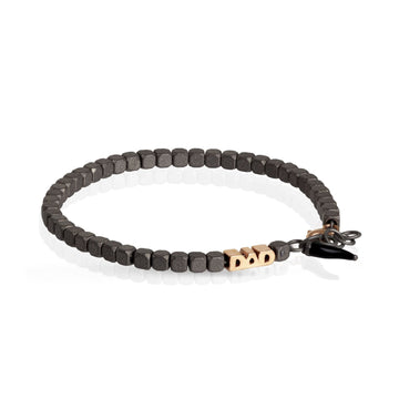 Bracciale catena Mano J Cuby in titanio scritta DAD oro rosso 21 cm