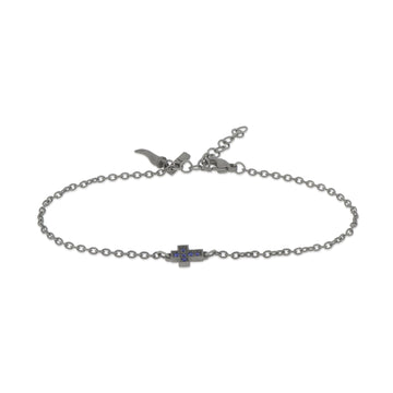Bracciale catena Mano J in titanio e croce zaffiri blu 0,08ct 21 cm