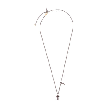 Collana catena Mano J in titanio pendente croce e cornetto MISURA UNICA