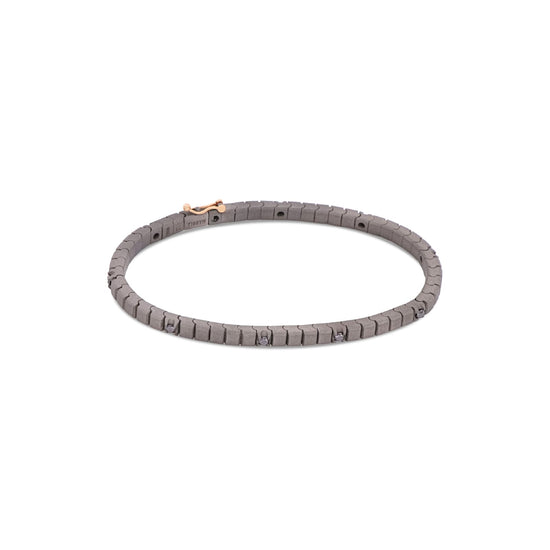 Bracciale tennis Mano J in titanio e diamanti neri 18,5 cm