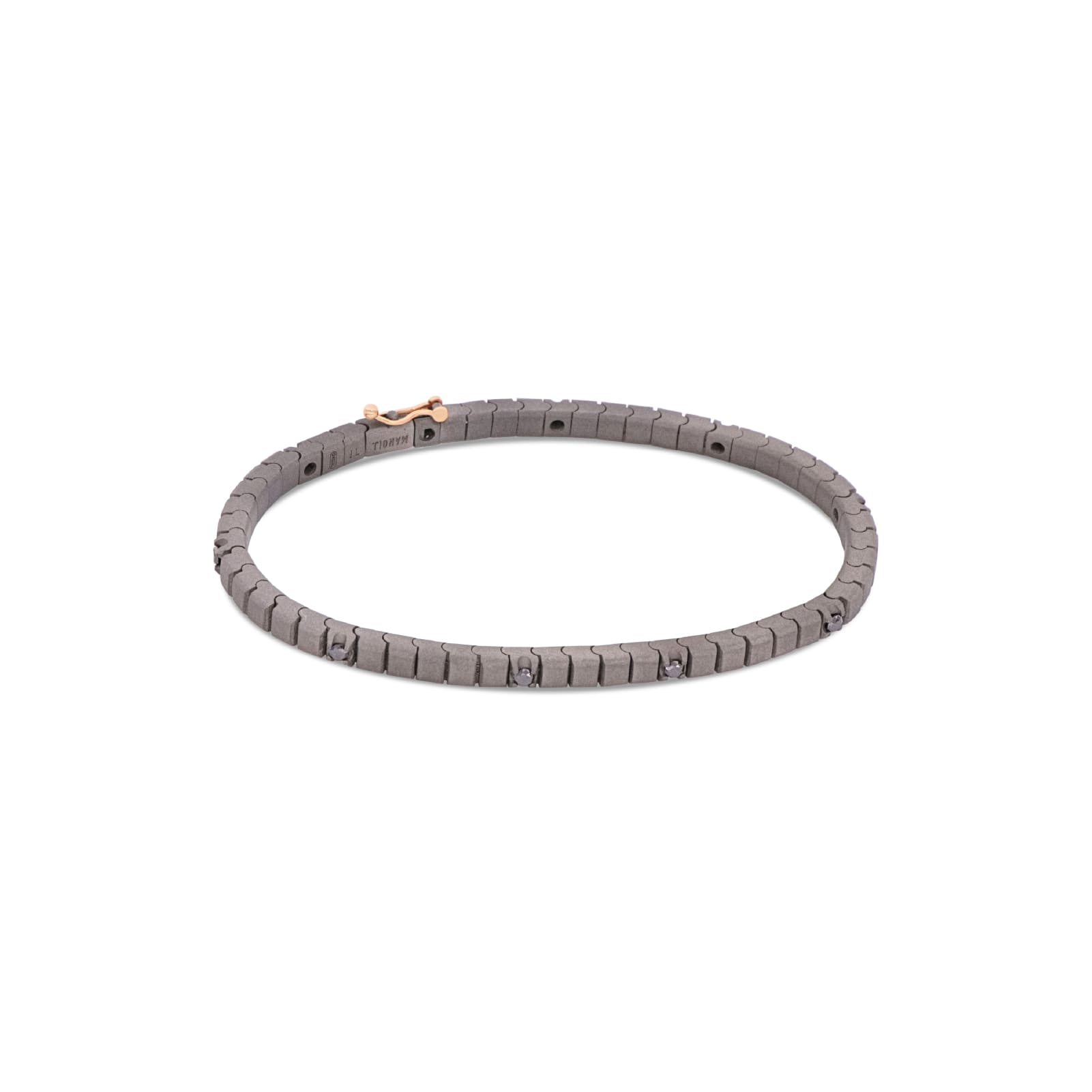 Bracciale tennis Mano J in titanio e diamanti neri 18,5 cm