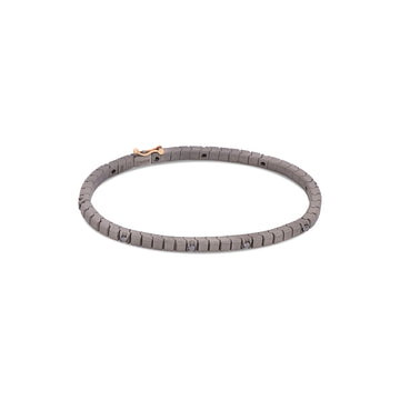 Bracciale tennis Mano J in titanio e diamanti neri 18,5 cm