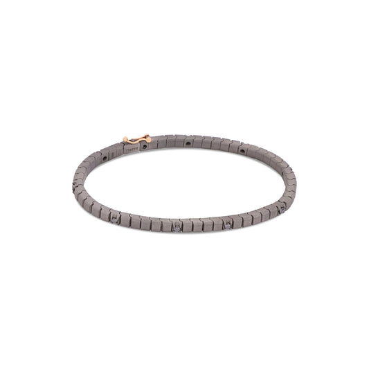 Bracciale tennis Mano J in titanio e diamanti neri 18,5 cm