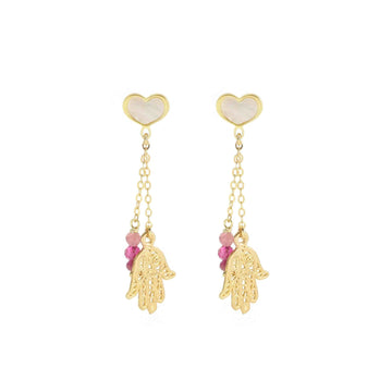 Orecchini Maman et Sophie in argento con logo e mano di Fatima MISURA UNICA