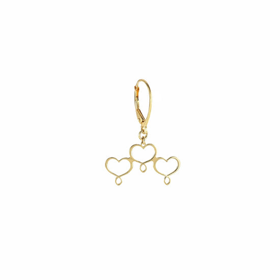 Orecchino mono Maman et Sophie in argento pvd oro cuori MISURA UNICA