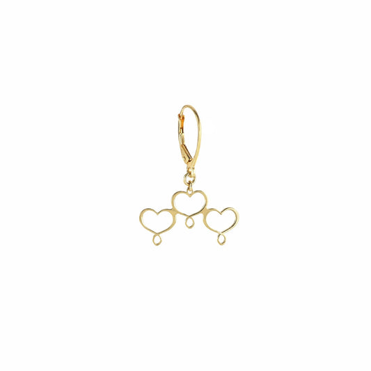 Orecchino mono Maman et Sophie in argento pvd oro cuori MISURA UNICA