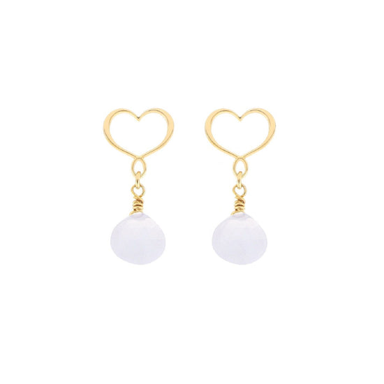 Orecchini Maman et Sophie argento oro cuore e calcedonio MISURA UNICA