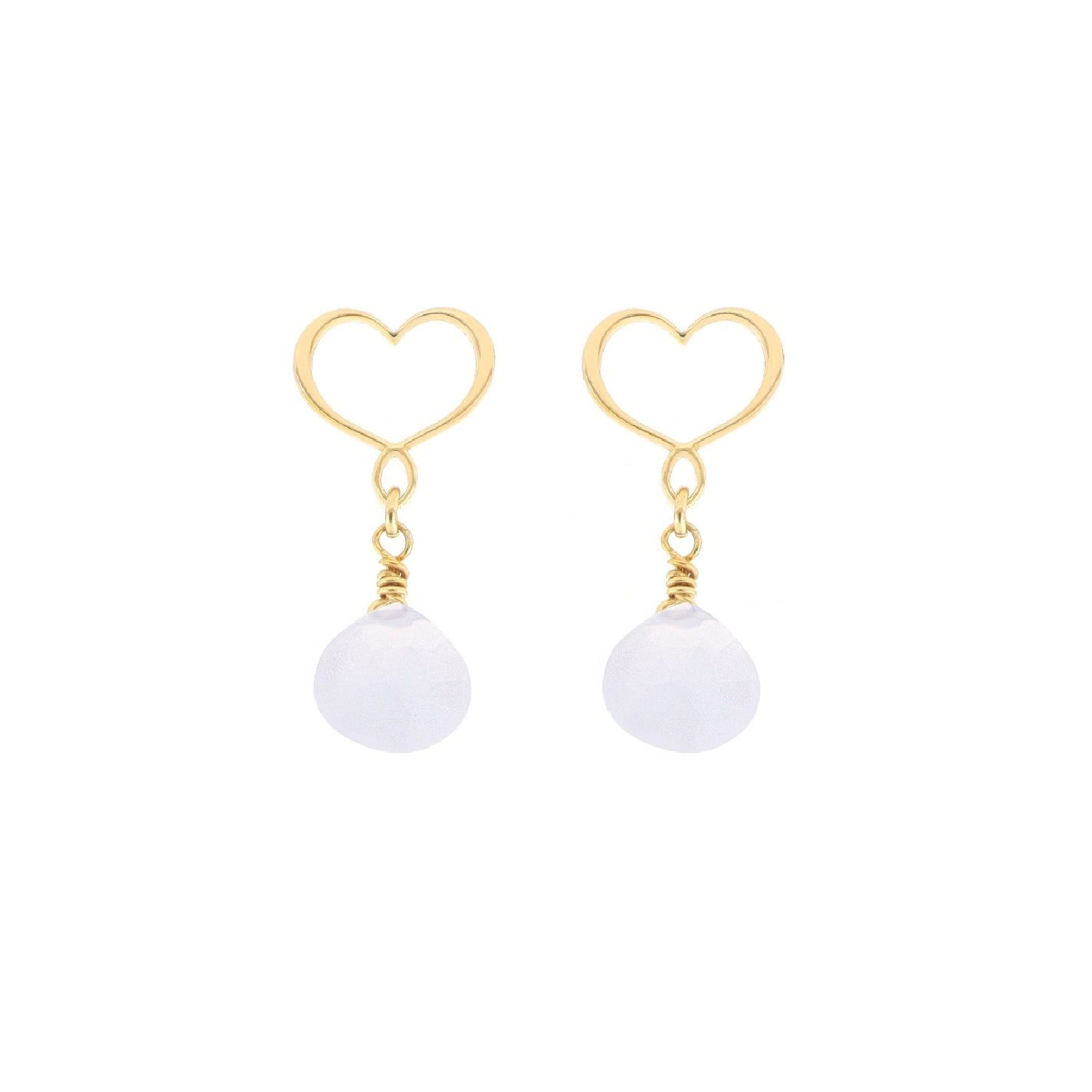 Orecchini Maman et Sophie argento oro cuore e calcedonio MISURA UNICA