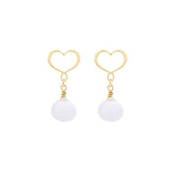Orecchini Maman et Sophie argento oro cuore e calcedonio MISURA UNICA