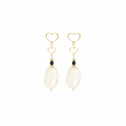 Orecchini pendenti Maman et Sophie cuori con perle e pietre MISURA UNICA