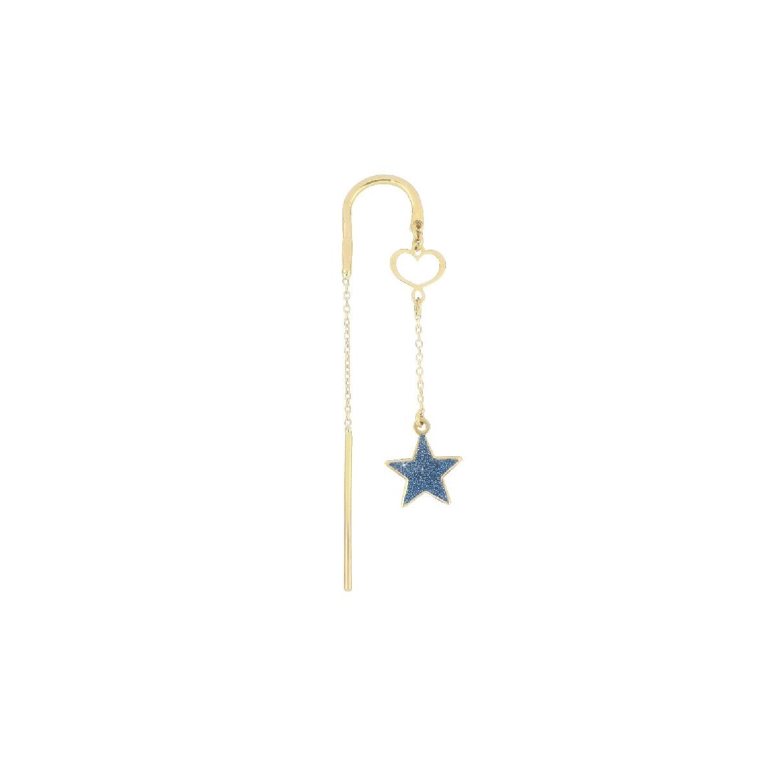 Orecchino pendente oro 18kt Maman et Sophie AURUM stella blu MISURA UNICA