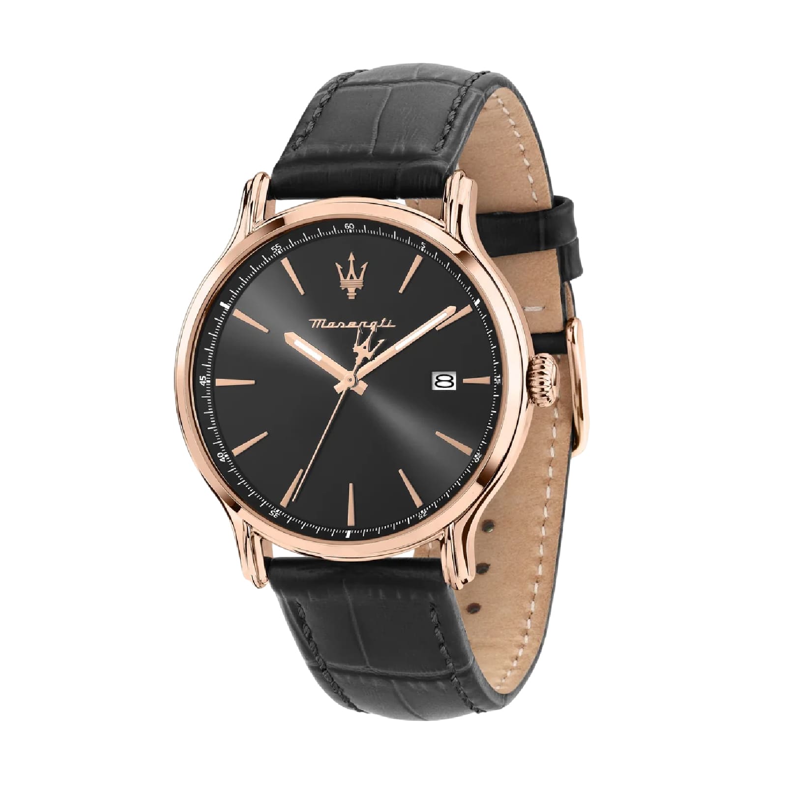 Orologio solo tempo Maserati Epoca con cinturino in pelle nera MISURA UNICA