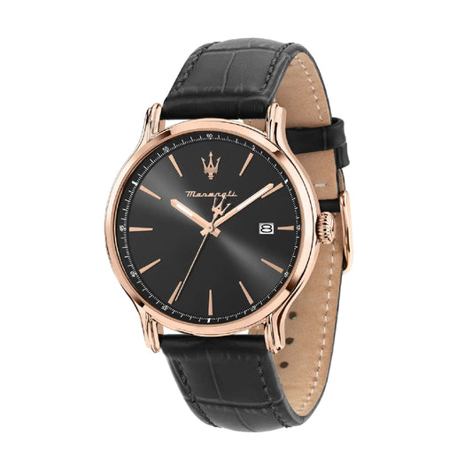 Orologio solo tempo Maserati Epoca con cinturino in pelle nera MISURA UNICA