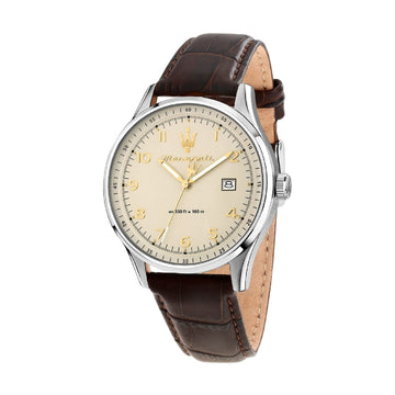 Orologio Maserati Sorpasso in acciaio e pelle marrone MISURA UNICA