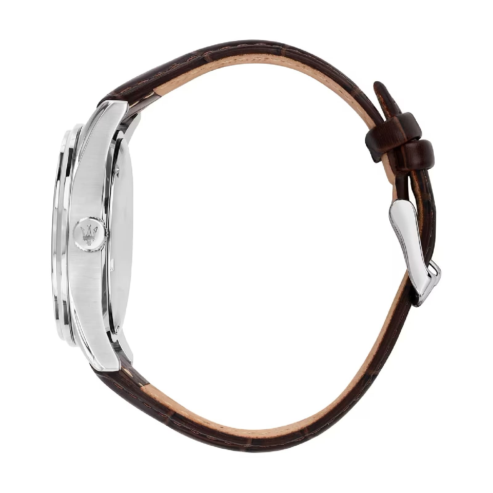Orologio Maserati Sorpasso in acciaio e pelle marrone MISURA UNICA