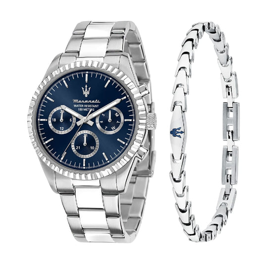 Orologio multifunzione Maserati quadrante blu 43 mm MISURA UNICA
