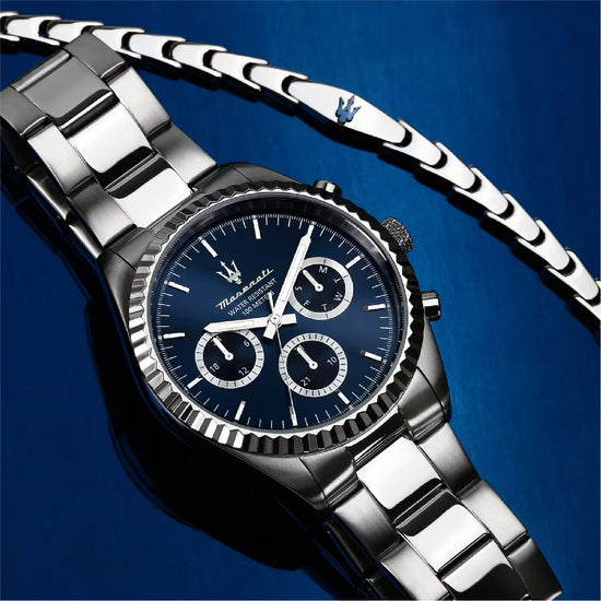 Orologio multifunzione Maserati quadrante blu 43 mm MISURA UNICA