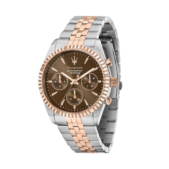 Orologio Maserati Competizione in acciaio e quadrante marrone MISURA UNICA