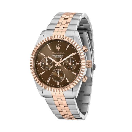 Orologio Maserati Competizione in acciaio e quadrante marrone MISURA UNICA