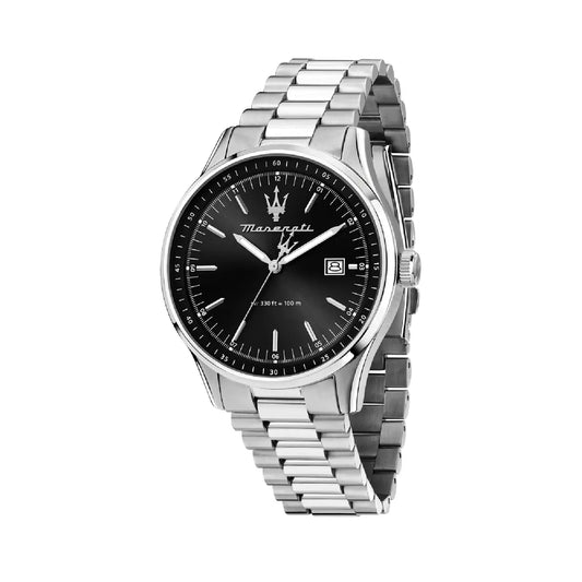 Orologio solo tempo Maserati in acciaio argento e nero M.R8853124003