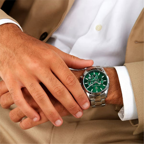 Orologio multifunzione Maserati con quadrante verde MISURA UNICA