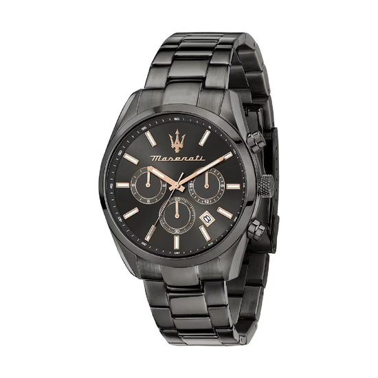 Orologio multifunzione Maserati Attrazione in acciaio nero MISURA UNICA