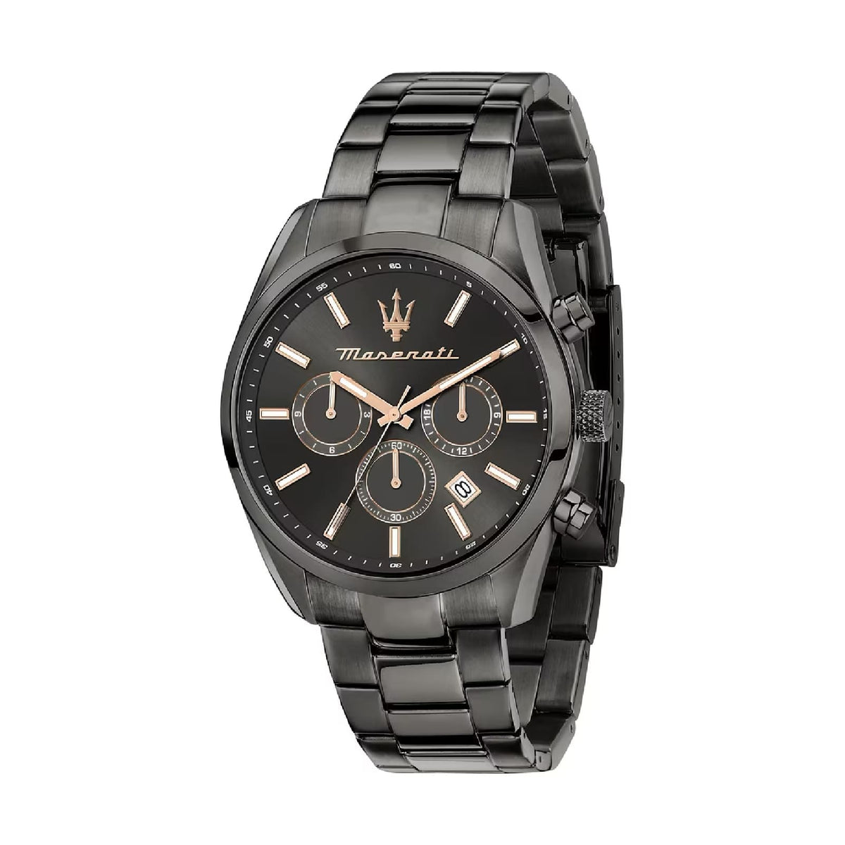 Orologio multifunzione Maserati Attrazione in acciaio nero MISURA UNICA