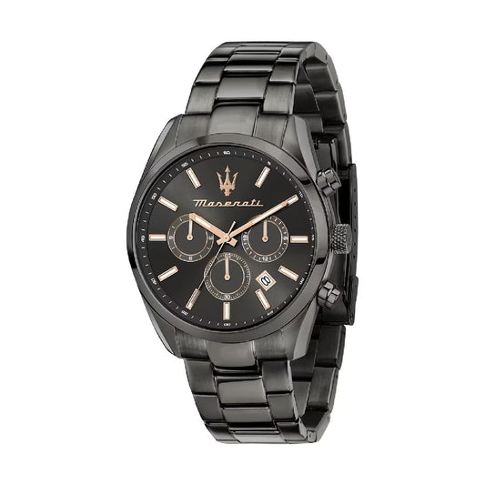 Orologio multifunzione Maserati Attrazione in acciaio nero MISURA UNICA