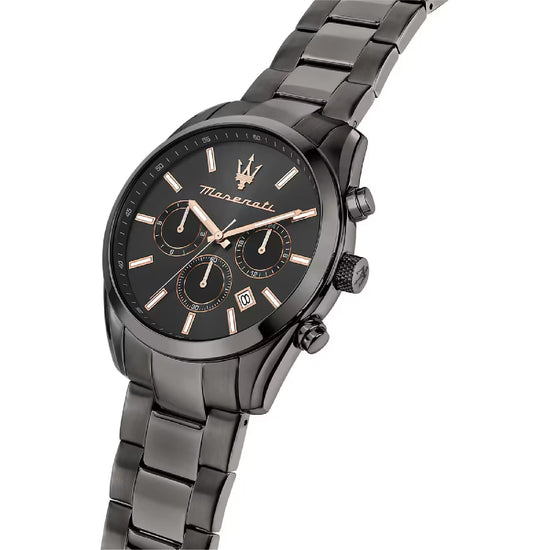 Orologio multifunzione Maserati Attrazione in acciaio nero MISURA UNICA