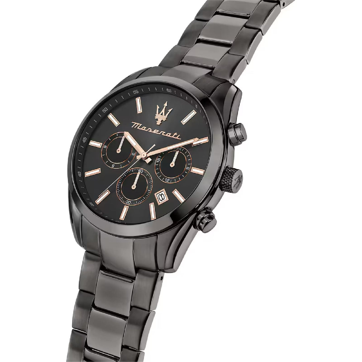 Orologio multifunzione Maserati Attrazione in acciaio nero MISURA UNICA