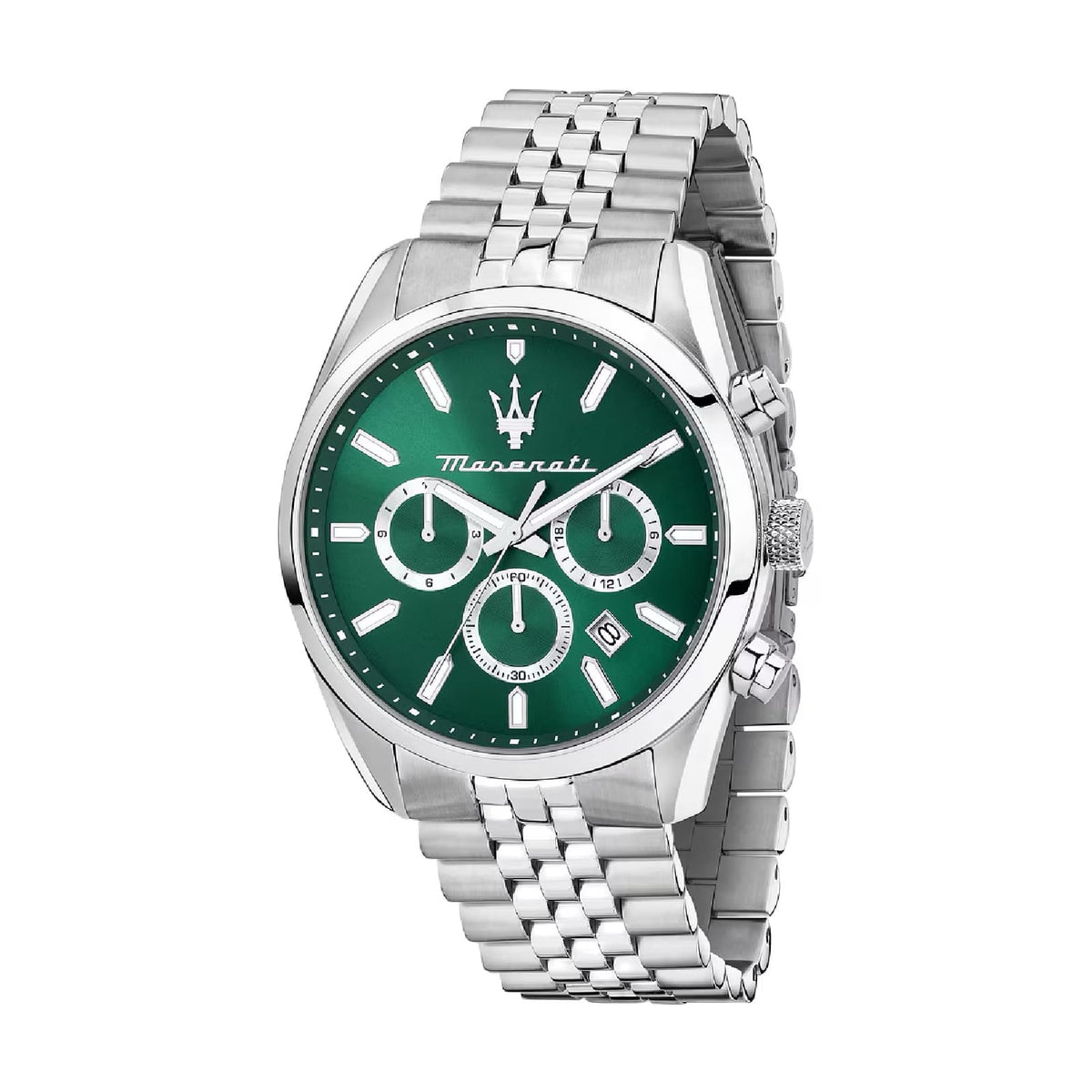 Orologio multifunzione Maserati Attrazione in acciaio e verde MISURA UNICA