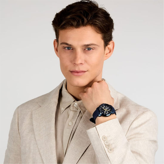 Orologio cronografo da uomo Maserati in acciaio colore blu MISURA UNICA