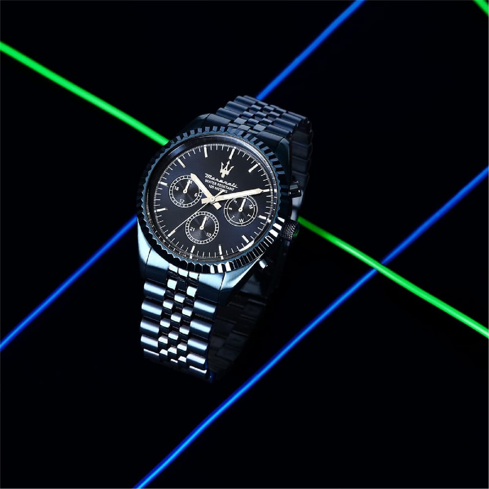 Orologio multifunzione da uomo Maserati in acciaio colore blu MISURA UNICA