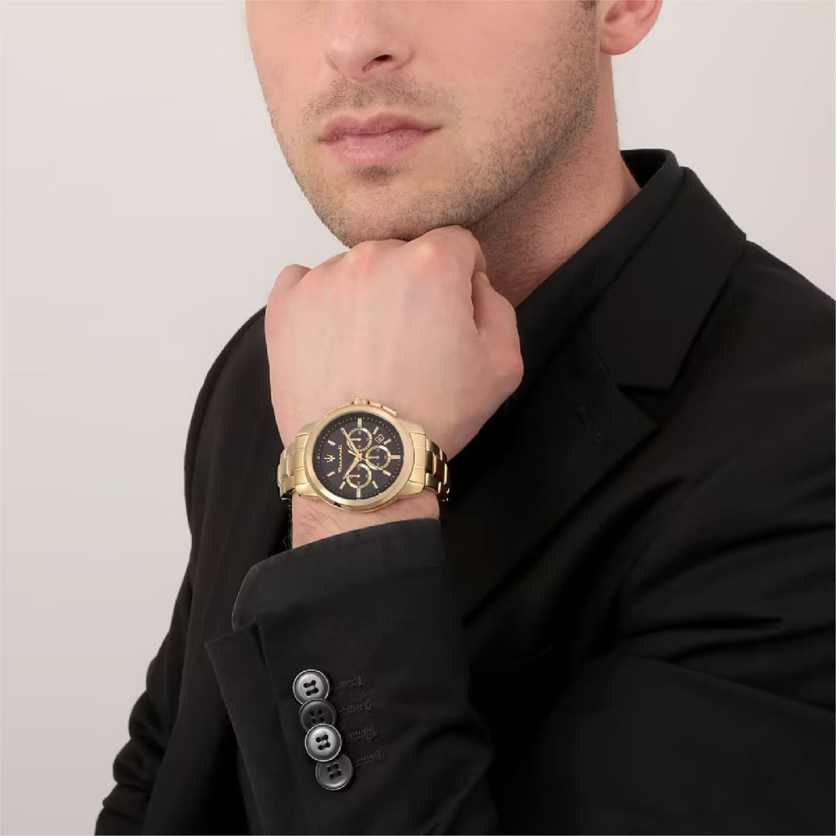 Orologio multifunzione Maserati Successo in acciaio dorato MISURA UNICA