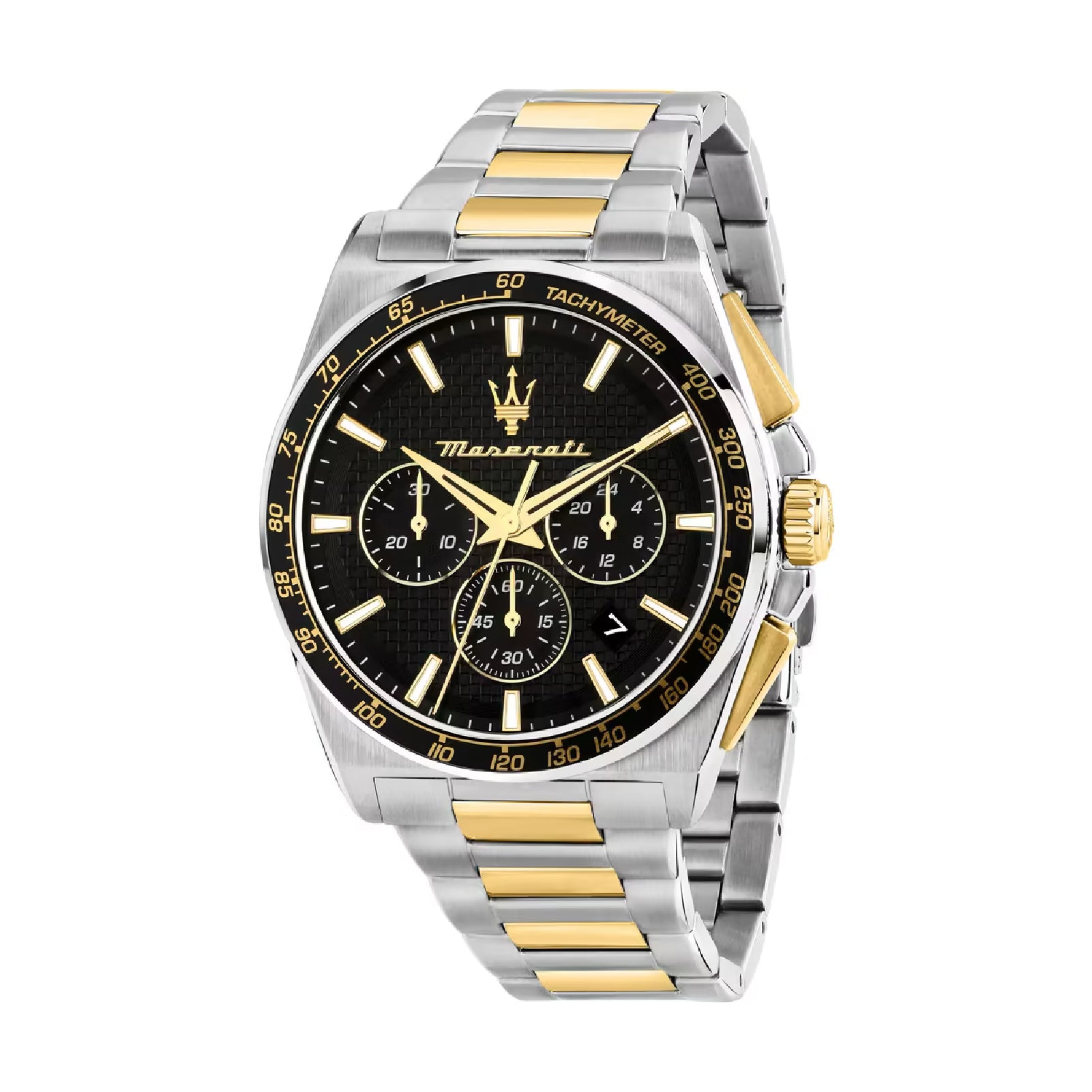 Orologio crono da uomo Maserati in acciaio e PVD oro giallo MISURA UNICA