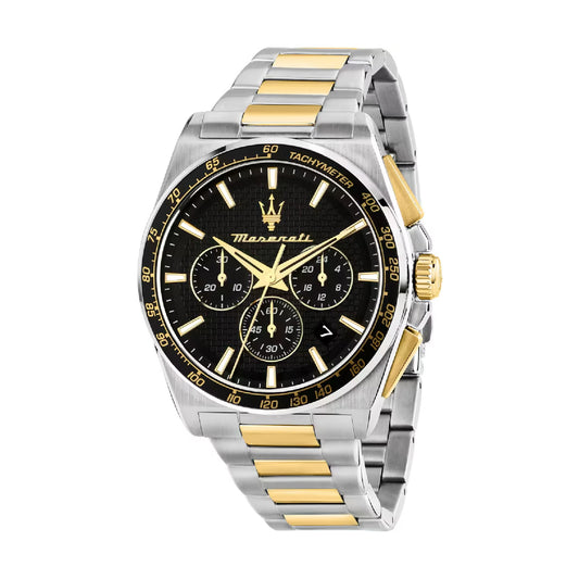 Orologio crono da uomo Maserati in acciaio e PVD oro giallo MISURA UNICA