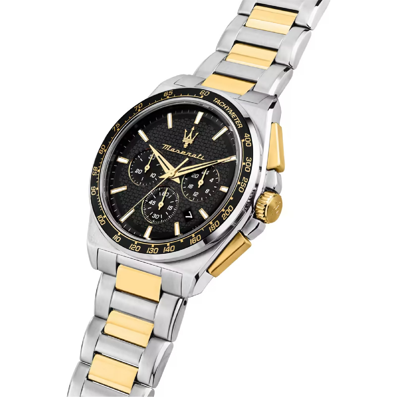 Orologio crono da uomo Maserati in acciaio e PVD oro giallo MISURA UNICA