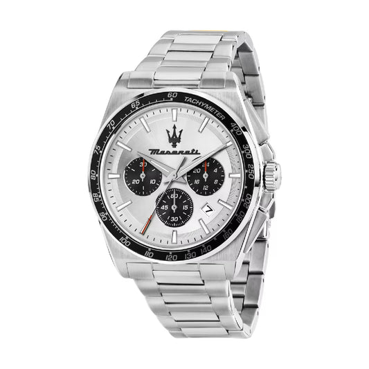 Orologio cronografo da uomo Maserati con quadrante argento MISURA UNICA