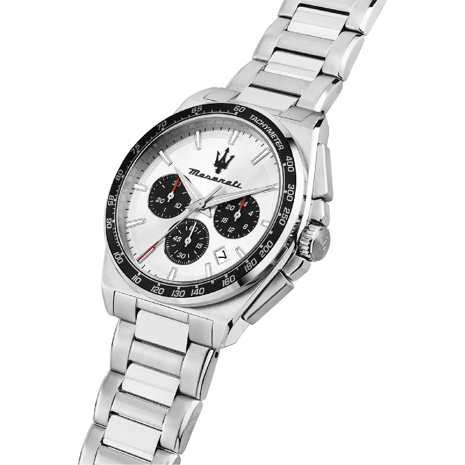 Orologio cronografo Maserati quadrante argento 43 mm MISURA UNICA